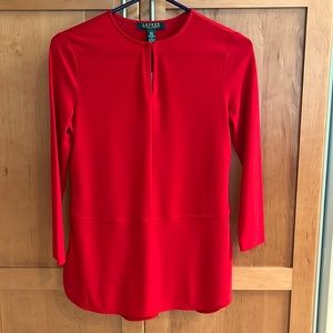 Lauren Petite XS RED tunic New w/aTag $79